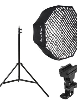 Godox Portable 80cm 32" Octagon Umbrella Softbox with Honeycomb Grid,Light Stand,Hot Shoe Holder Bracket for Flash Speedlight